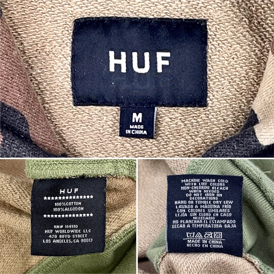 HUF - 中古 HUF 袖 スリーブ ライン 迷彩カモフラージュ ジップ HUF - 中古 HUF 袖 スリーブ ライン 迷彩カモフラージュ ジップ
