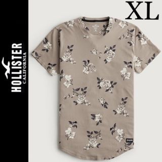 ホリスター(Hollister)の新品タグ付き☆ホリスターフローラルTシャツXL花柄ベージュフラワーアバクロ(Tシャツ/カットソー(半袖/袖なし))