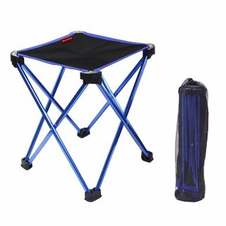 【色: ブルー】アウトドアチェア折りたたみ椅子コンパクト イス 持ち運び キャン(テーブル/チェア)