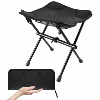 【色: ブラック】アウトドアチェア 折りたたみ椅子 軽量 コンパクト キャンプ (テーブル/チェア)