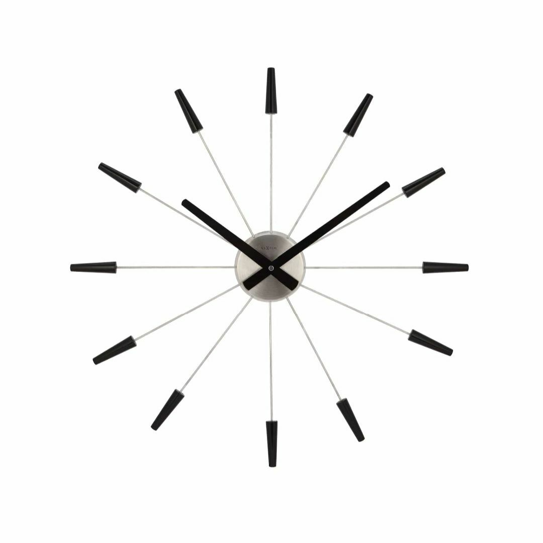 NeXtimeウォールクロック"PLUG INN"、非常に静かな、黒、ステンレス インテリア/住まい/日用品のインテリア小物(置時計)の商品写真