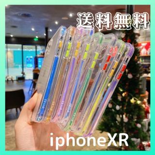 iphoneXR 紫 パープル ネオンレーザーiPhoneケースクリアケース(iPhoneケース)