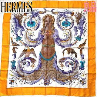 エルメス(Hermes)のHERMES エルメス スカーフ カレ90 ceres オレンジ系 大判 大きい(バンダナ/スカーフ)