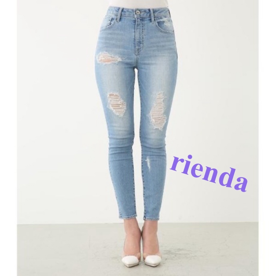 rienda(リエンダ)の定価14,278円 新品未使用 タグ付き rienda 春 ダメージ デニム レディースのパンツ(デニム/ジーンズ)の商品写真