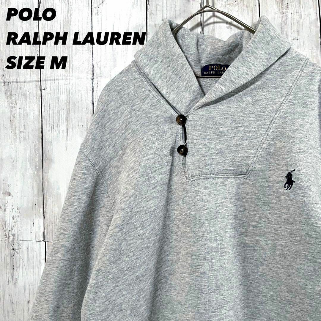 POLO RALPH LAUREN(ポロラルフローレン)のUS古着ポロラルフローレン　ワンポイントホース刺繍ロゴスエットトレーナーM灰色 メンズのトップス(スウェット)の商品写真