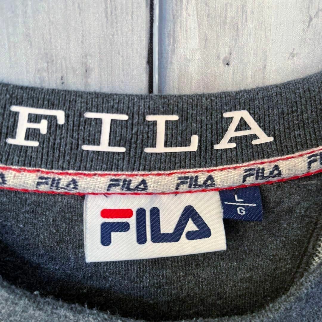 FILA(フィラ)のメンズ古着　FILAフィラ　ビッグセンター刺繍ロゴスエットトレーナー　サイズL メンズのトップス(スウェット)の商品写真