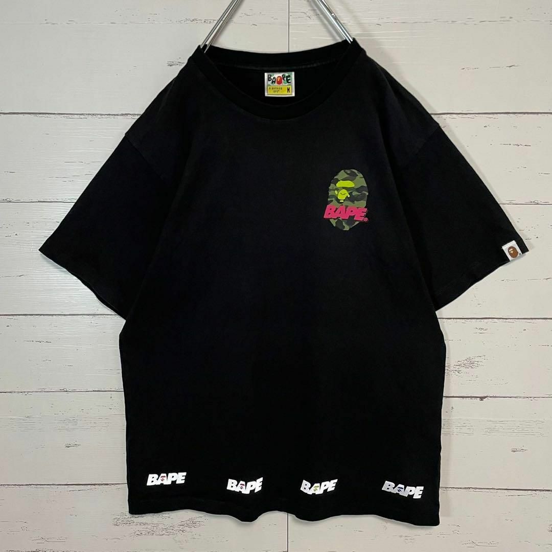 A BATHING APE(アベイシングエイプ)の【超希少モデル】アベイシングエイプ☆両面プリント バックロゴ Tシャツ 人気 メンズのトップス(Tシャツ/カットソー(半袖/袖なし))の商品写真