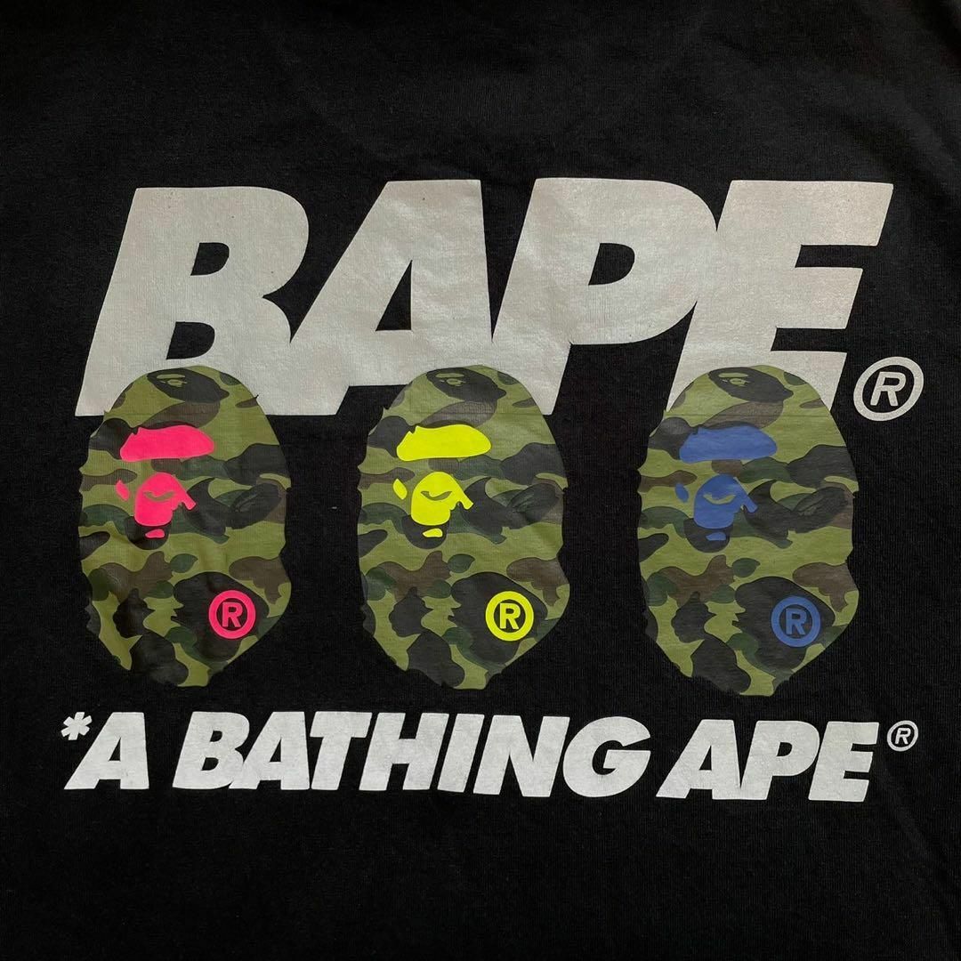 A BATHING APE(アベイシングエイプ)の【超希少モデル】アベイシングエイプ☆両面プリント バックロゴ Tシャツ 人気 メンズのトップス(Tシャツ/カットソー(半袖/袖なし))の商品写真