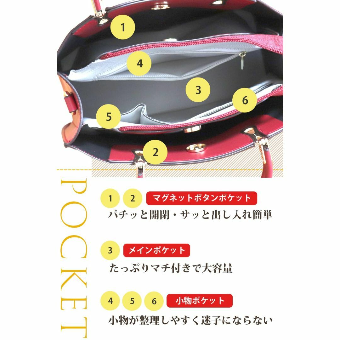 【色: レッド】[BORPORT] ハンドバッグ レディース 小さめ ショルダー レディースのバッグ(その他)の商品写真