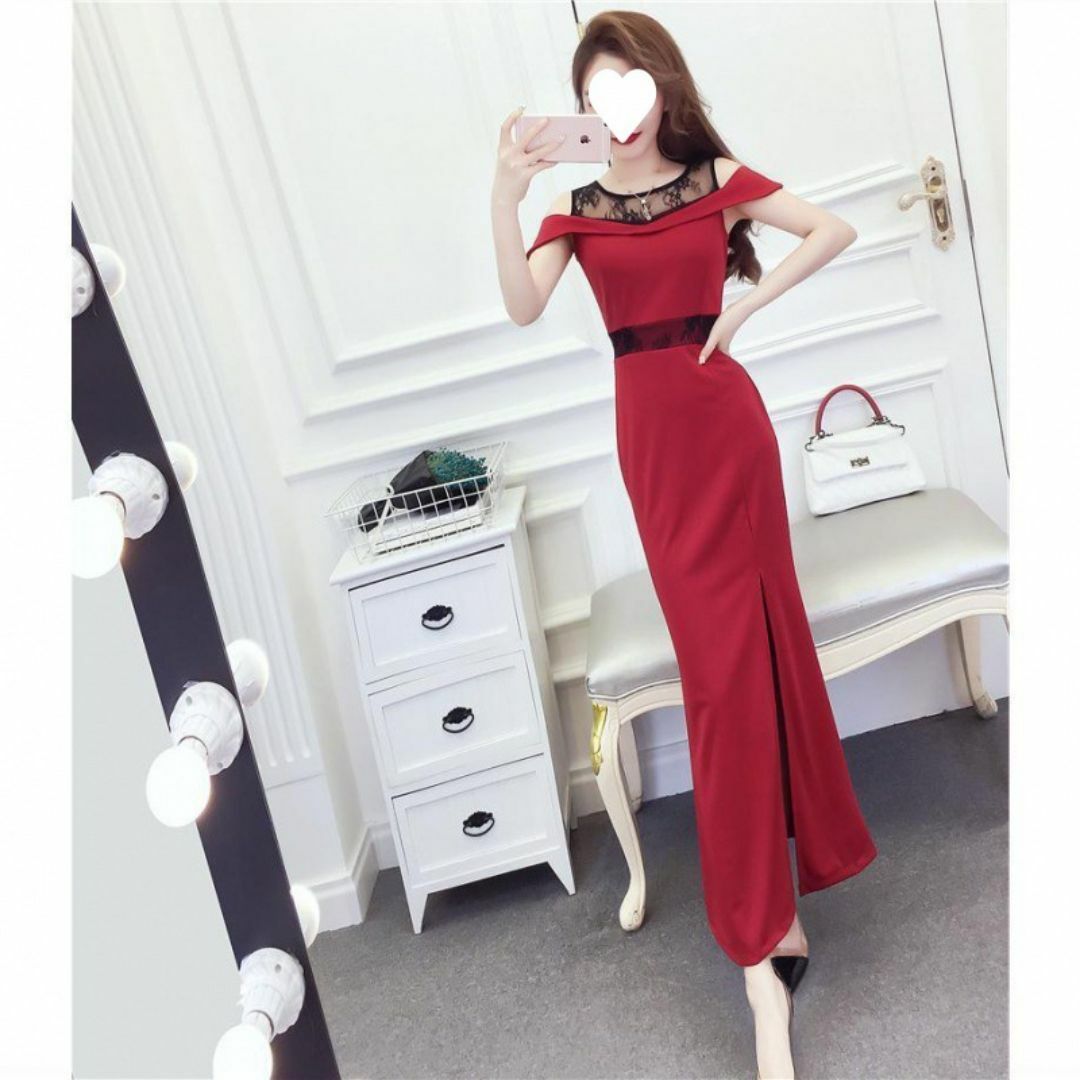 Sサイズ 赤ドレス セクシー パーティー ドレス レディースのフォーマル/ドレス(ロングドレス)の商品写真