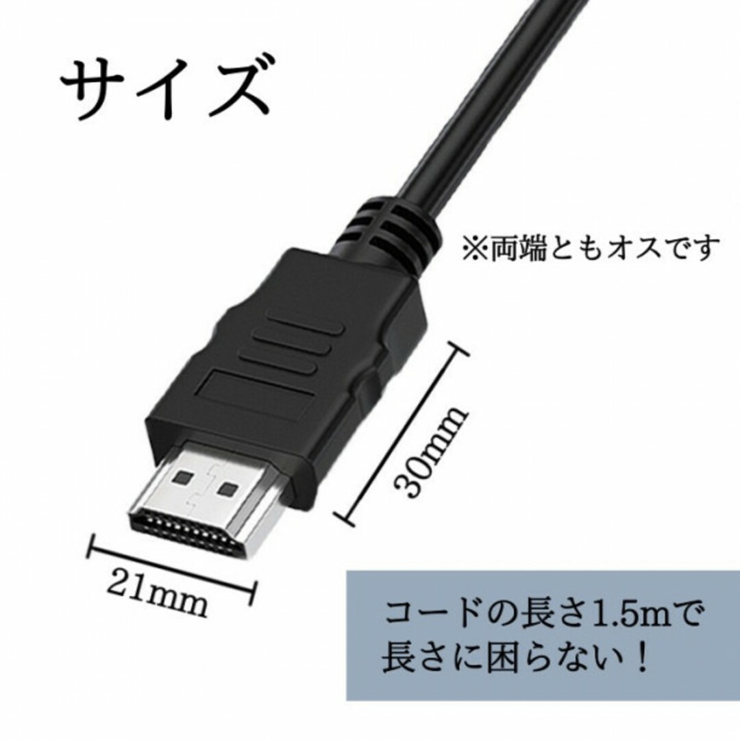 HDMI ケーブル  1.5m 高画質 ver1.4 ハイスピード　316 スマホ/家電/カメラのテレビ/映像機器(映像用ケーブル)の商品写真