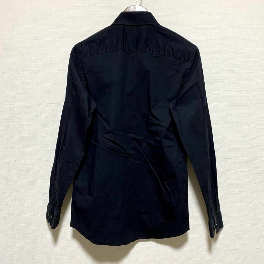 VINTAGE(ヴィンテージ)のアメリカ古着　長袖 シャツ　ブラック　無地　スリムフィット　A89 メンズのトップス(シャツ)の商品写真
