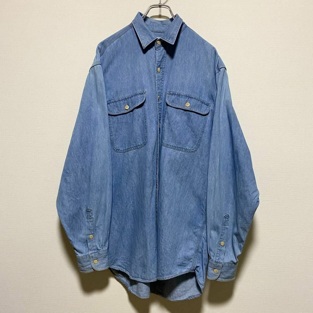 VINTAGE(ヴィンテージ)のアメリカ古着　デニムシャツ　長袖 シャツ　コットンシャツ　アメカジ　A138 メンズのトップス(シャツ)の商品写真