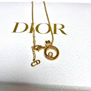 クリスチャンディオール(Christian Dior)の美品★クリスチャンディオール　ネックレス　ラインストーン　CDロゴ　ゴールド(ネックレス)