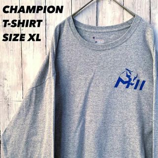 チャンピオン(Champion)のアメリカ古着　チャンピオン　長袖ワンポイントプリントTシャツ　サイズXL グレー(Tシャツ/カットソー(半袖/袖なし))