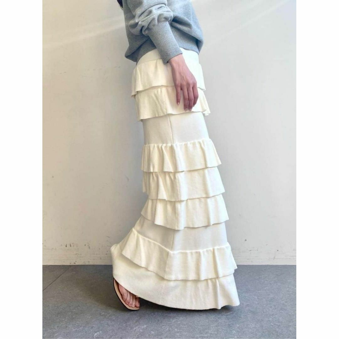 Whim Gazette(ウィムガゼット)の完売色 新品 Whim Gazette ニットティアードスカート レディースのスカート(ロングスカート)の商品写真