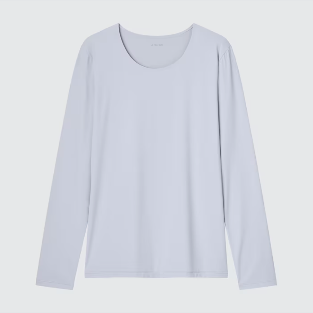 UNIQLO(ユニクロ)の２枚　エアリズム　UVカット クルーネックT 長袖　灰色 グレー M　ユニクロ レディースのトップス(Tシャツ(長袖/七分))の商品写真