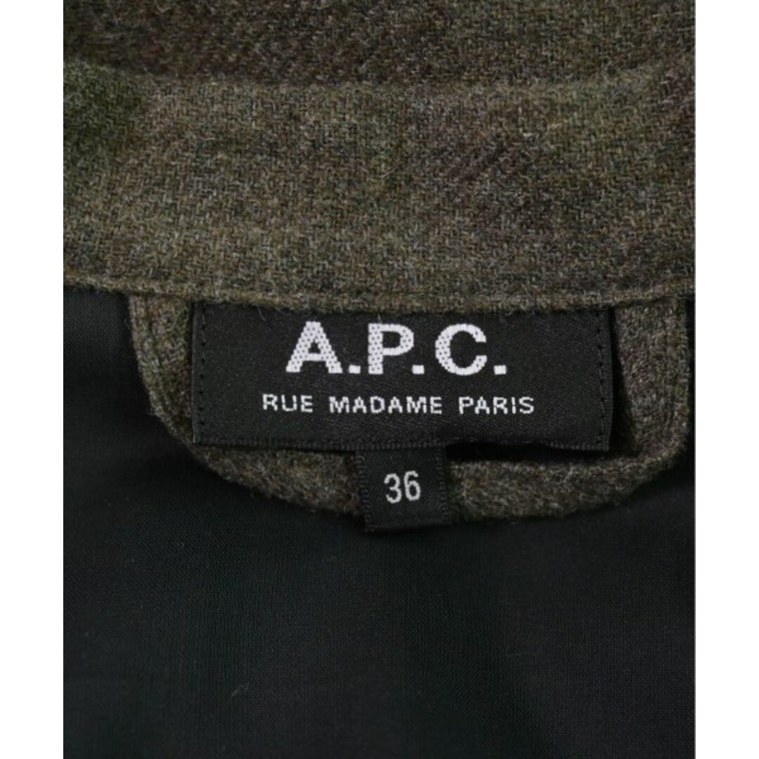 A.P.C. アーペーセー シャツワンピース M カーキ 【古着】【中古】 レディースのワンピース(その他)の商品写真