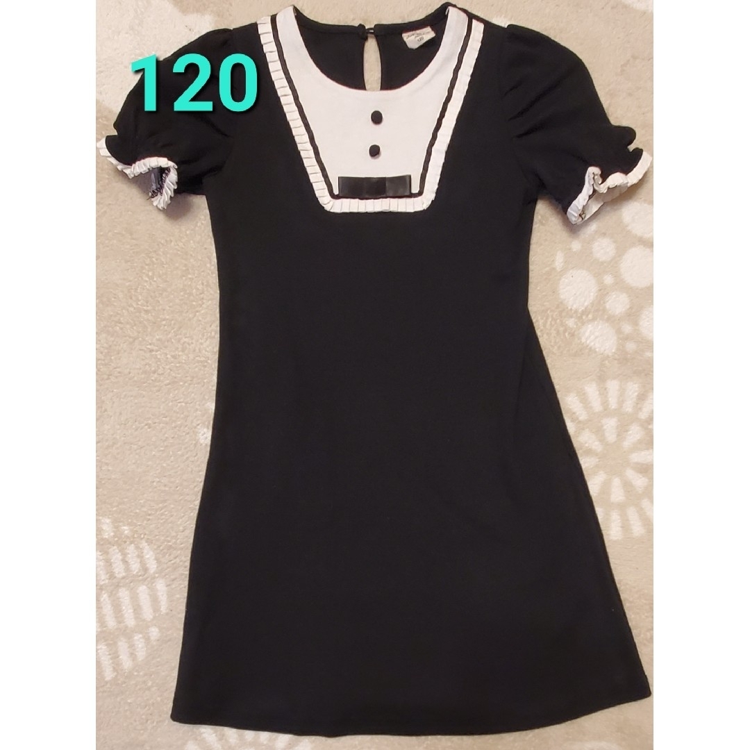 美品　120 Rora ブラックワンピース　冠婚葬祭 キッズ/ベビー/マタニティのキッズ服女の子用(90cm~)(ワンピース)の商品写真