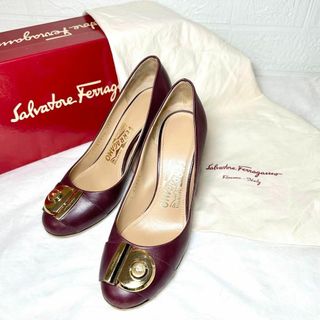 サルヴァトーレフェラガモ(Salvatore Ferragamo)の保存袋付★サルヴァトーレフェラガモ　ガンチーニ　パンプス　ヒール　レザー　5(ハイヒール/パンプス)