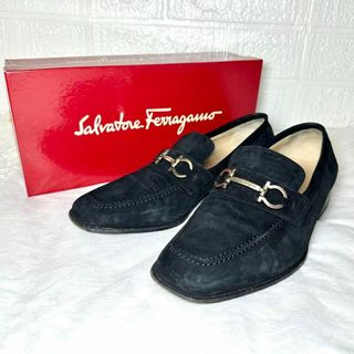 サルヴァトーレフェラガモ(Salvatore Ferragamo)のサルヴァトーレフェラガモ　ローファー　ガンチーニ　黒　スエード　6(ローファー/革靴)