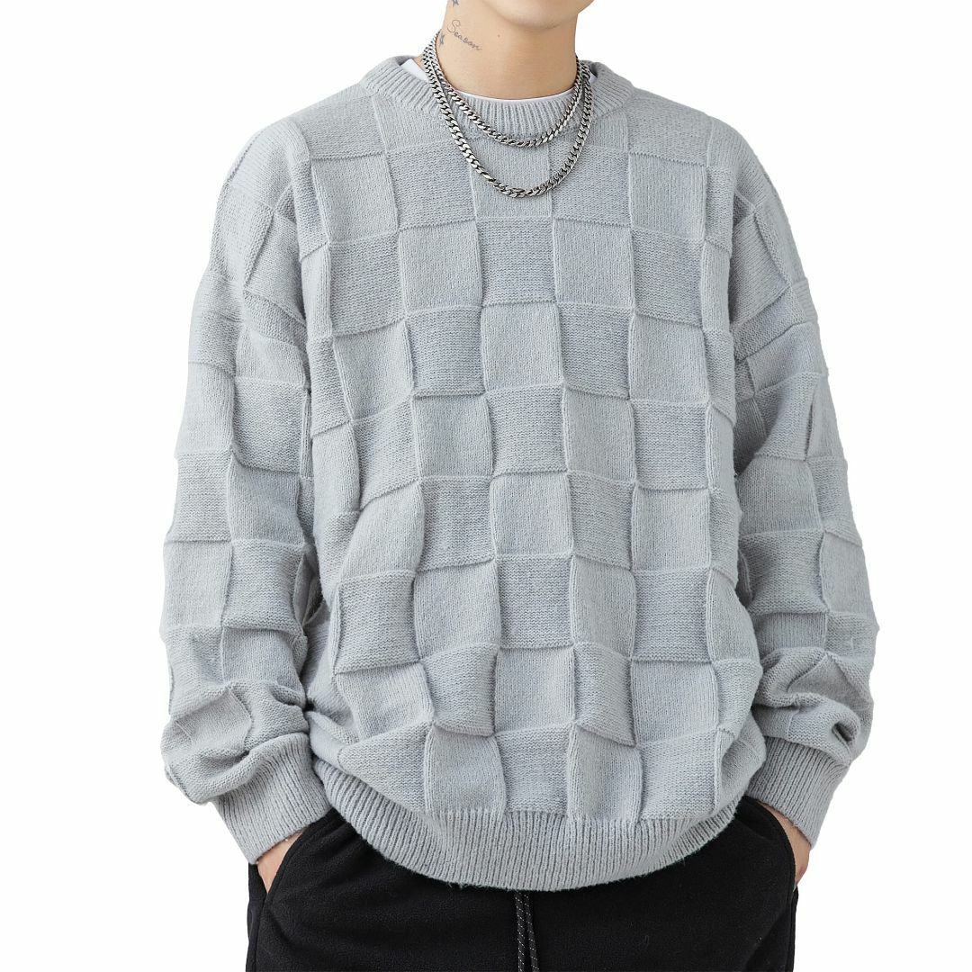 【色: #221：薄灰色】[Easykode] ニット メンズ 冬服 セーター  メンズのファッション小物(その他)の商品写真