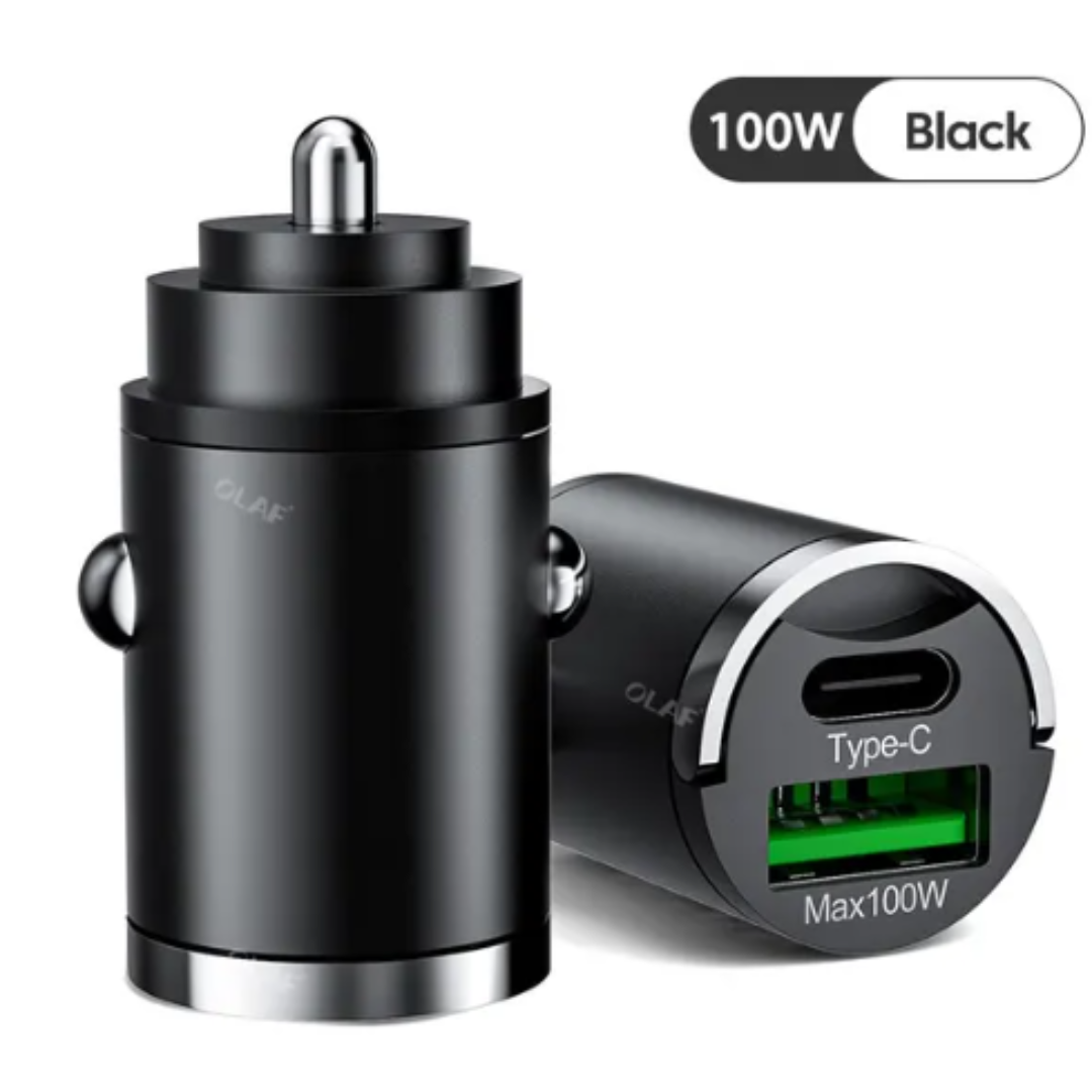 カーチャージャーアダプター ミニ100w pd qc 急速充電 USB タイプⅭ 自動車/バイクの自動車(車内アクセサリ)の商品写真