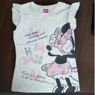 ミニーマウス(ミニーマウス)の【美品】キッズ　Tシャツ　ディズニー　ミニー　グレー　150 ピンク(Tシャツ/カットソー)