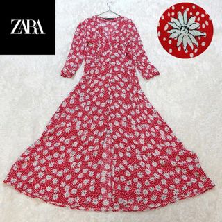 ザラ(ZARA)のZARA ザラ 花柄 フラワープリント ロングワンピース 総丈 132cm(ロングワンピース/マキシワンピース)