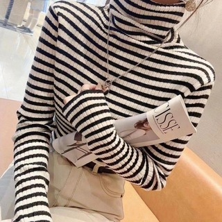 ♡大人気♡ハイネック シンプル セーター ニット トップス ボーダー 長袖(カットソー(長袖/七分))