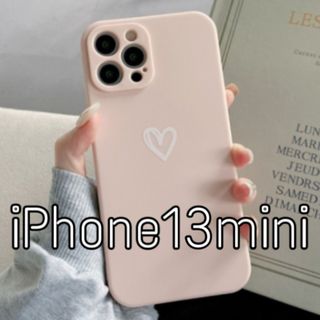 iPhoneケース ハート 手書き シンプル ピンク iPhone13mini(iPhoneケース)