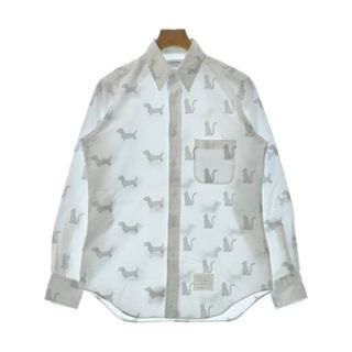 THOM BROWNE カジュアルシャツ 3(L位) 白xグレー系(総柄) 【古着】【中古】