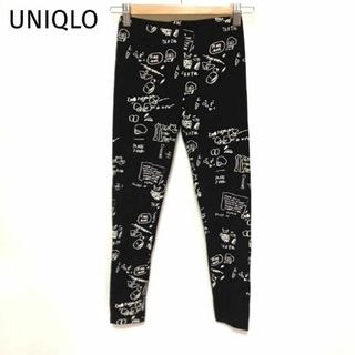 ユニクロ(UNIQLO)のユニクロ　レギンス　M　七部丈　総柄　黒　スカル　ダンス　ヨガ　レッスン　重ね着(カジュアルパンツ)