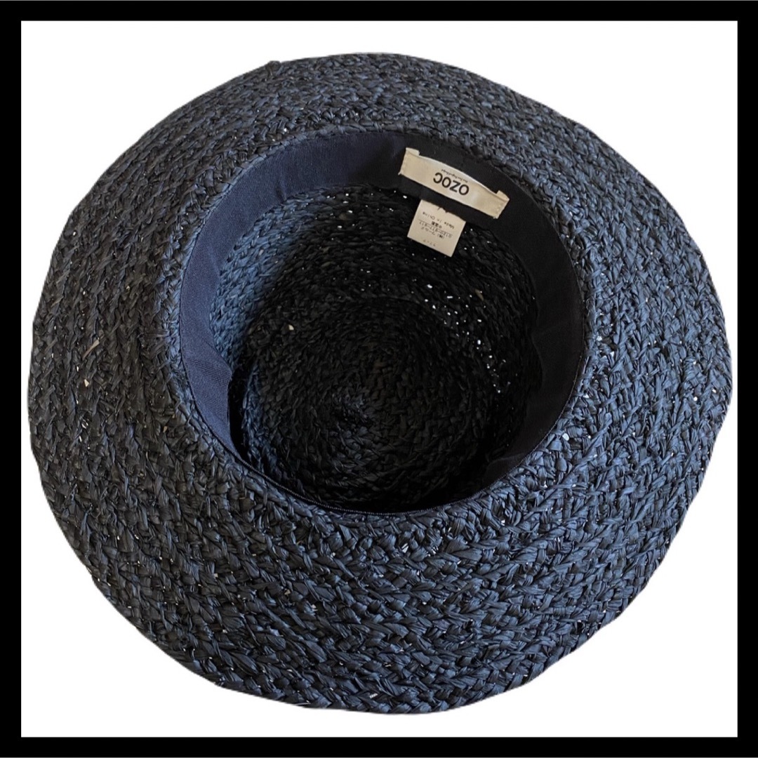 OZOC(オゾック)のOZOC ストローハット 中折れ 麦わら帽子 リボン Black レディースの帽子(麦わら帽子/ストローハット)の商品写真