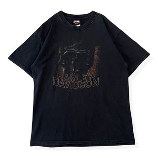 ハーレーダビッドソン(Harley Davidson)のハーレーダビッドソン スカルプリント 半袖Tシャツ ブラック L　USA製(Tシャツ/カットソー(半袖/袖なし))