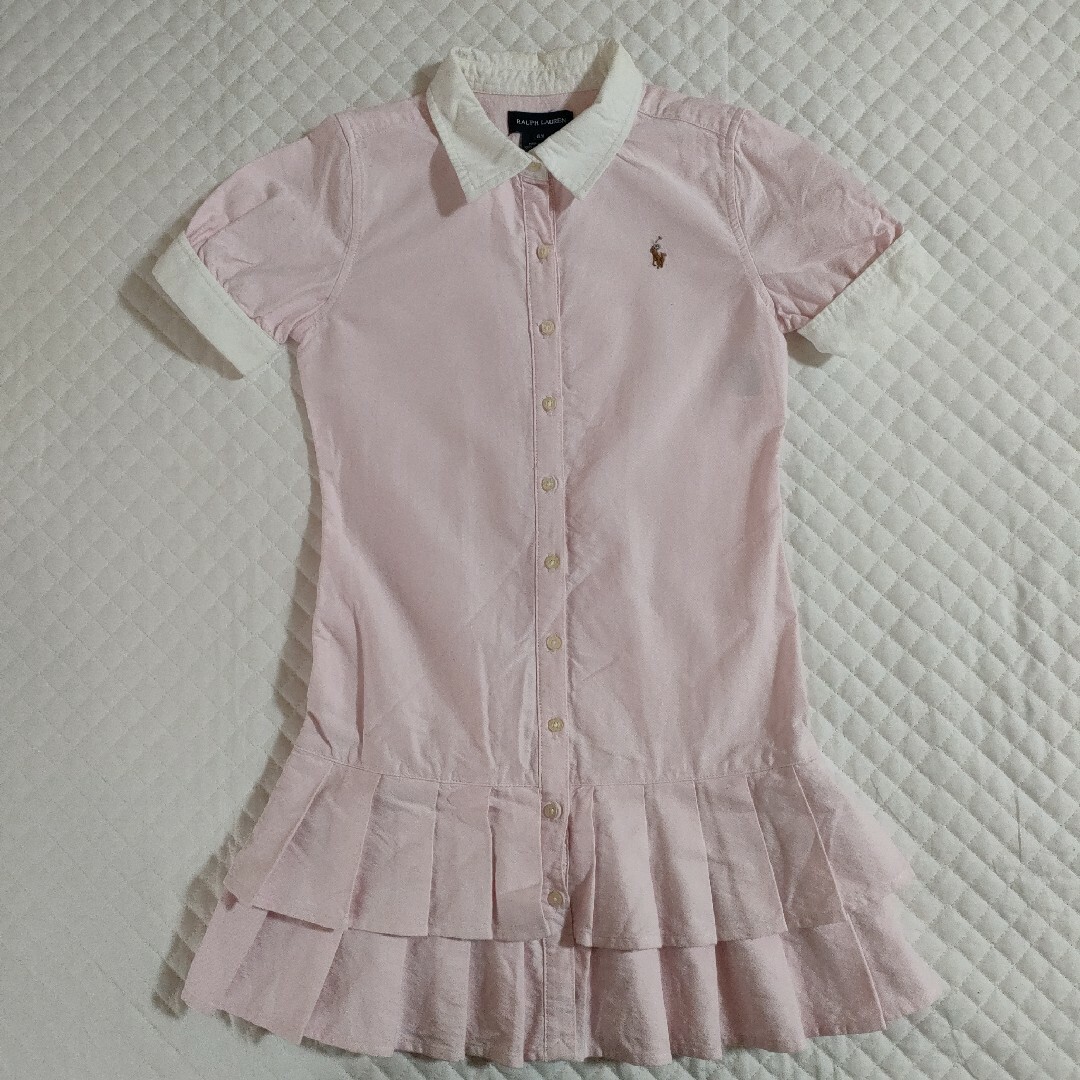 Ralph Lauren(ラルフローレン)のラルフローレン　ワンピース　半袖　ピンク　ポロシャツ キッズ/ベビー/マタニティのキッズ服女の子用(90cm~)(ワンピース)の商品写真