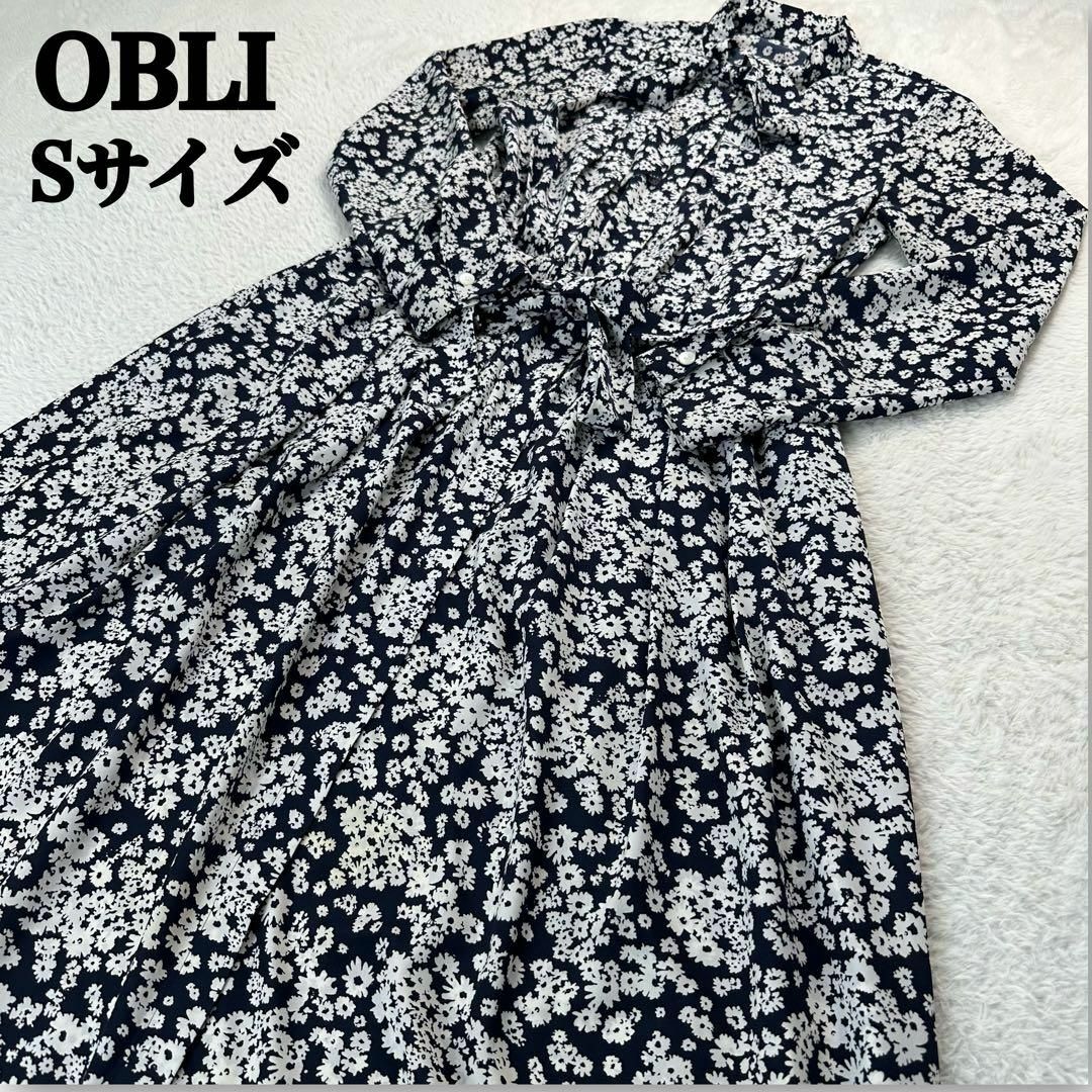 OBLI(オブリ)のOBLI/オブリ✨フラワープリントワンピース ウエストリボン付 Sサイズ レディースのワンピース(ロングワンピース/マキシワンピース)の商品写真