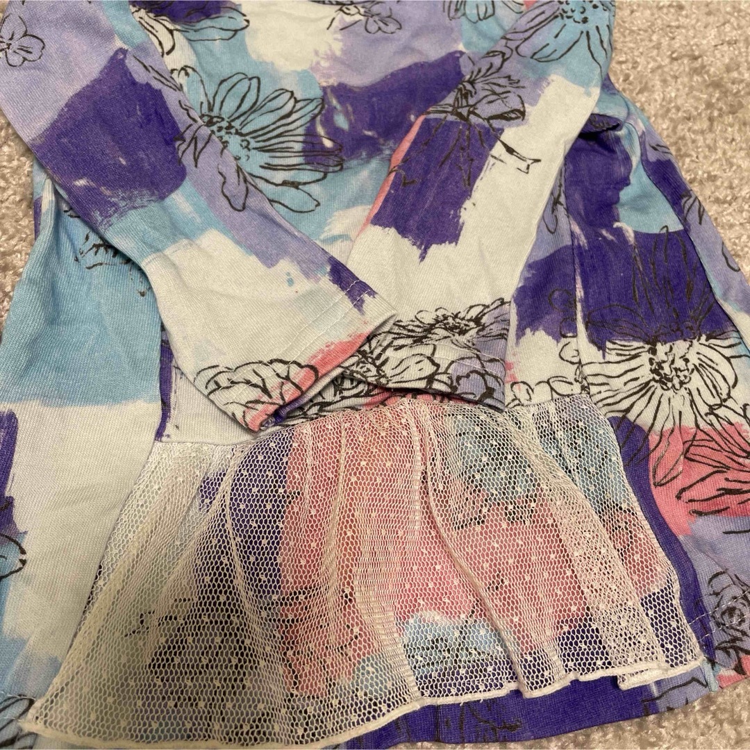 hakka baby(ハッカベビー)のハッカベビー　ハッカ　花柄　フリル　チュニック　ピンク　紫　ブルー　80 キッズ/ベビー/マタニティのベビー服(~85cm)(シャツ/カットソー)の商品写真