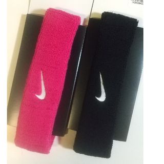 ナイキ(NIKE)のNIKE ヘアバンド ヘッドバンド  黒ピンクセット  NIKEFC(バンダナ/スカーフ)