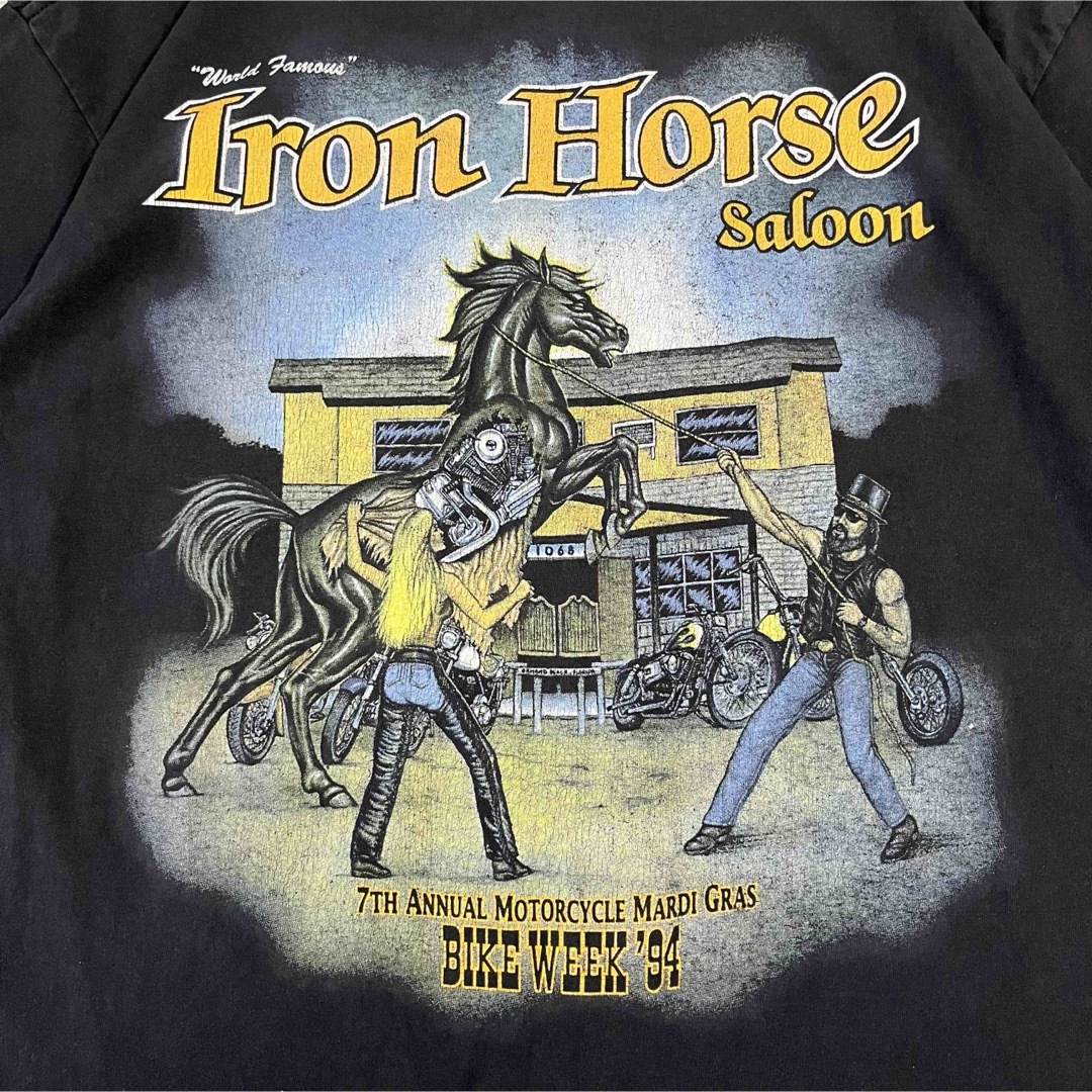 Anvil(アンビル)の【90s】Iron Horse Salon 半袖 ポケットTシャツ L　USA製 メンズのトップス(Tシャツ/カットソー(半袖/袖なし))の商品写真