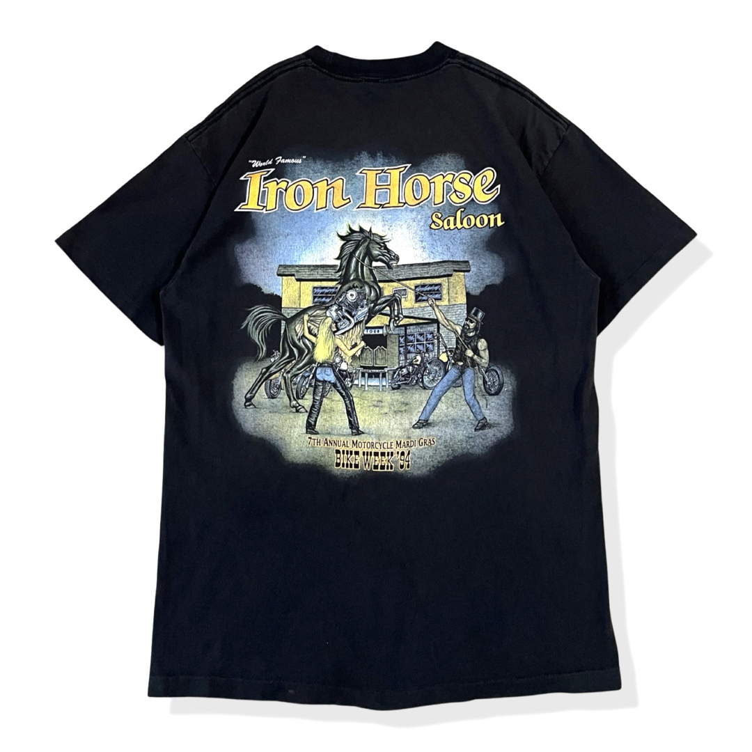 Anvil(アンビル)の【90s】Iron Horse Salon 半袖 ポケットTシャツ L　USA製 メンズのトップス(Tシャツ/カットソー(半袖/袖なし))の商品写真