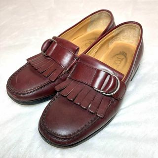 トッズ(TOD'S)の保存袋付★トッズ　ローファー　フリンジ　タッセル　レザー　22cm(ローファー/革靴)