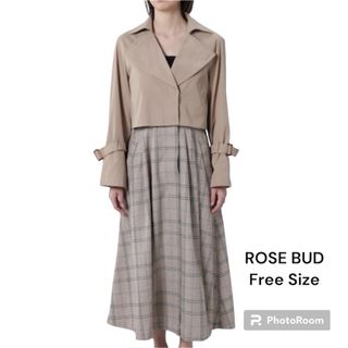 ローズバッド(ROSE BUD)のROSE BUD ローズバッド トレンチ ワンピース チェック柄 フリーサイズ(トレンチコート)