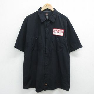 ディッキーズ(Dickies)のXL★古着 ディッキーズ Dickies 半袖 ワーク シャツ メンズ バンヘイレン ヴァンヘイレン 黒 ブラック 【spe】 24mar28 中古 トップス(シャツ)