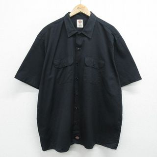 ディッキーズ(Dickies)のXL★古着 ディッキーズ Dickies 半袖 ワーク シャツ メンズ 大きいサイズ 黒 ブラック 24mar28 中古 トップス(シャツ)