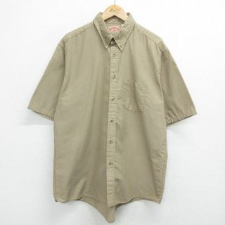 レッドキャップ(RED KAP)のXL★古着 レッドキャップ 半袖 ワーク シャツ メンズ 大きいサイズ ボタンダウン ベージュ カーキ 24mar28 中古 トップス(シャツ)