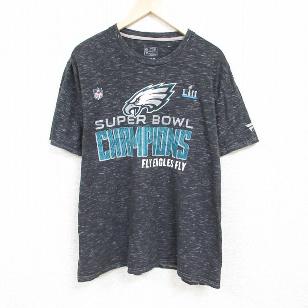 FILA(フィラ)のXL★古着 半袖 Tシャツ メンズ NFL フィラデルフィアイーグルス 大きいサイズ クルーネック 濃グレー 霜降り アメフト スーパーボウル 24mar28 中古 メンズのトップス(Tシャツ/カットソー(半袖/袖なし))の商品写真