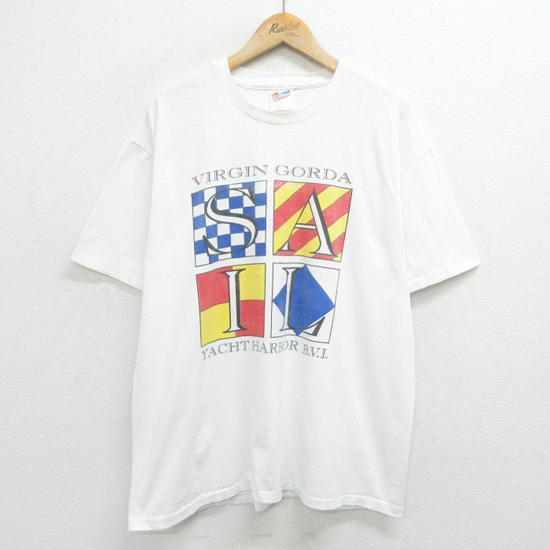 Hanes(ヘインズ)のXL★古着 ヘインズ Hanes 半袖 ビンテージ Tシャツ メンズ 90年代 90s バージンゴルダ コットン クルーネック 白 ホワイト 24mar28 中古 メンズのトップス(Tシャツ/カットソー(半袖/袖なし))の商品写真