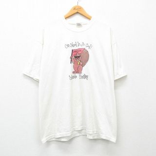 ヘインズ(Hanes)のXL★古着 ヘインズ Hanes 半袖 ビンテージ Tシャツ メンズ 00年代 00s リス 大きいサイズ クルーネック 白 ホワイト 24mar28 中古(Tシャツ/カットソー(半袖/袖なし))