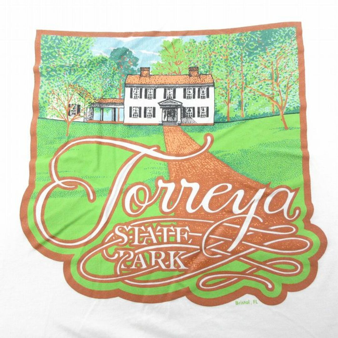 XL★古着 ジャージーズ 半袖 ビンテージ Tシャツ メンズ 80年代 80s Torreya park クルーネック USA製 白 ホワイト 24mar28 中古 メンズのトップス(Tシャツ/カットソー(半袖/袖なし))の商品写真